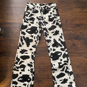 Mid rise bootcut cow print jeans